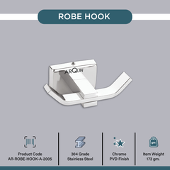 Arquin Stainless Steel Chrome Robe/Towel Hook for Bathroom (9.3X5.2X3.6 CM)