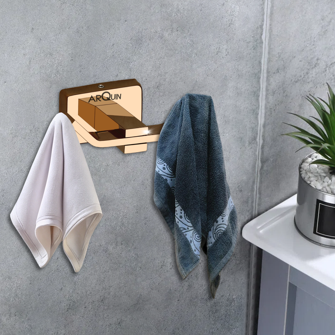 Stainless Steel Rose Gold Robe/Towel Hook for Bathroom (9.3X5.2X3.6 CM)
