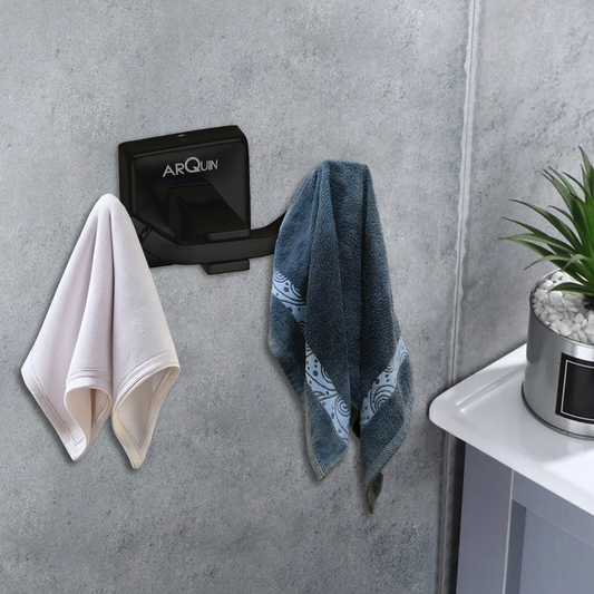 Arquin Stainless Steel Black Matt Robe/Towel Hook for Bathroom (9.1X5.4X4.6 CM)