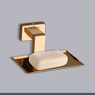 Stainless Steel Rose Gold Soap Dish Holder for Bathroom (12.4X12.3X5.4 CM)