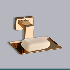 Arquin Stainless Steel Rose Gold Soap Dish Holder for Bathroom (12.4X12.3X5.4 CM)
