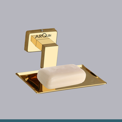 Arquin Stainless Steel Gold Soap Dish Holder for Bathroom (12.4X12.3X5.4 CM)