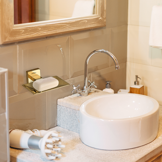 Arquin Stainless Steel Gold Soap Dish Holder for Bathroom (12.5X12X4.6 CM)