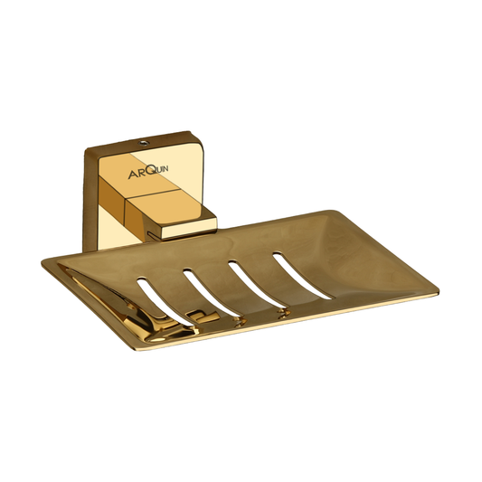 Arquin Stainless Steel Gold Soap Dish Holder for Bathroom (12.5X12X4.6 CM)