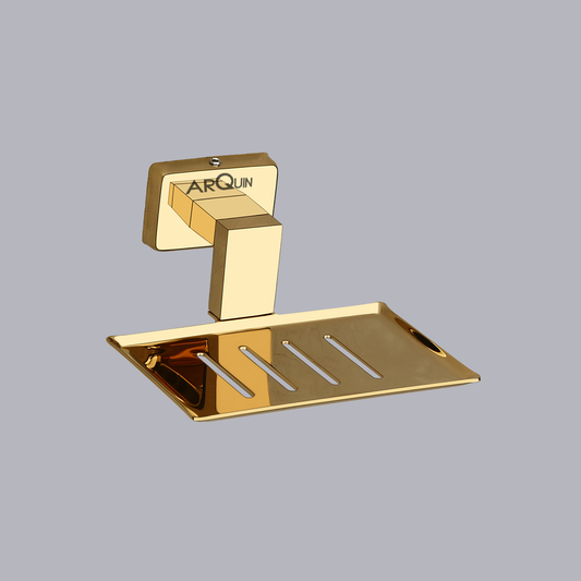 Arquin Stainless Steel Gold Soap Dish Holder for Bathroom (12.4X12.3X5.4 CM)