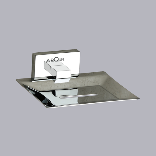 Arquin Stainless Steel Chrome Soap Dish Holder for Bathroom (12X12.3X4 CM)