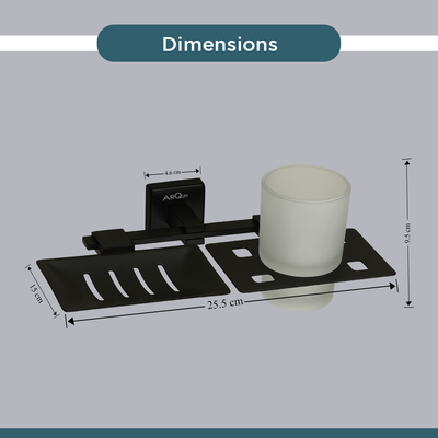 Stainless Steel Black Matt Soap Dish & Tumbler Holder for Bathroom (25.5X15X9.5 CM)