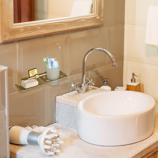 Arquin Stainless Steel Gold Soap Dish & Tumbler Holder for Bathroom (25.5X15X9.5 CM)