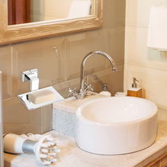 Arquin Stainless Steel Chrome Soap Dish Holder for Bathroom (12.4X12.3X5.4 CM)