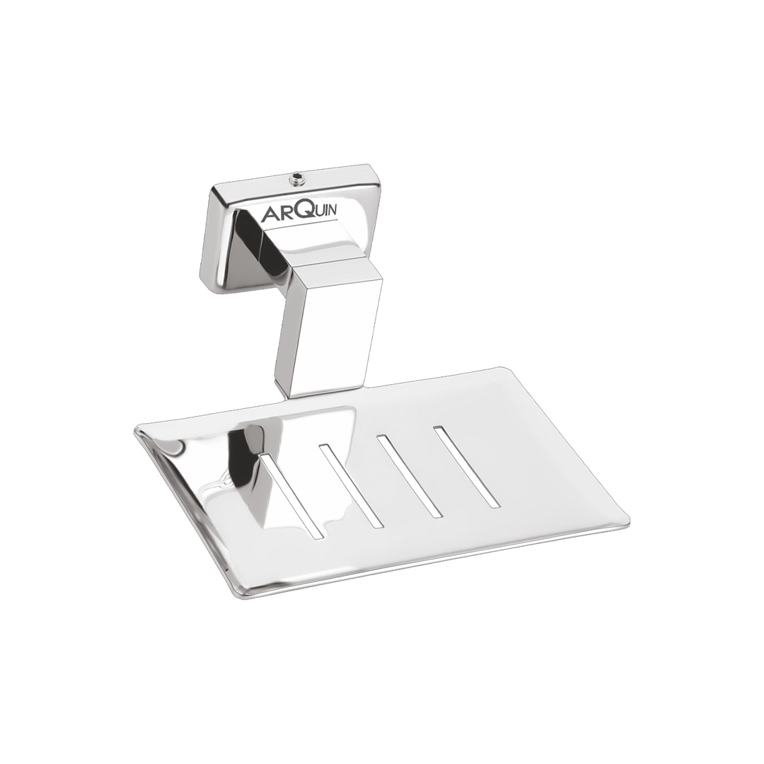 Arquin Stainless Steel Chrome Soap Dish Holder for Bathroom (12.4X12.3X5.4 CM)