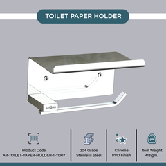 Arquin Stainless Steel Chrome Toilet Paper Holder for Bathroom (15X8.7X8.5 CM)