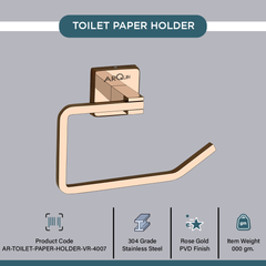 Arquin Stainless Steel Rose Gold Toilet Paper Holder for Bathroom