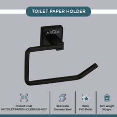 Arquin Stainless Steel Black Matt Toilet Paper Holder for Bathroom