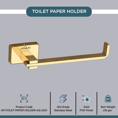 Arquin Stainless Steel Gold Toilet Paper Holder for Bathroom (17X5.2X4.3 CM)
