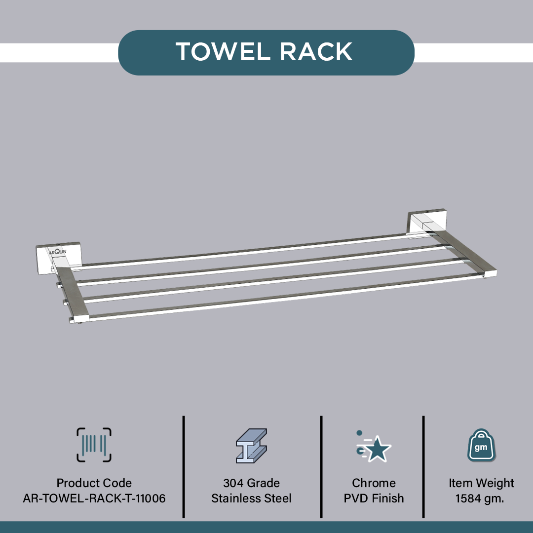 Stainless Steel Chrome Towel Rack for Bathroom (61X21X4 CM)