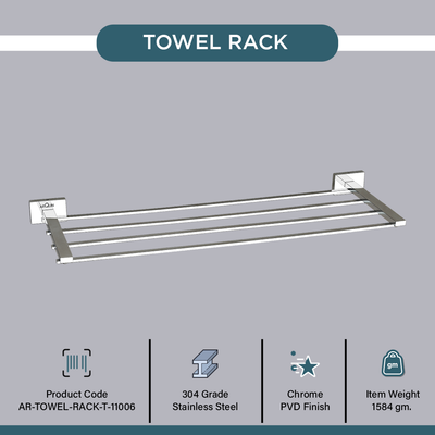 Stainless Steel Chrome Towel Rack for Bathroom (61X21X4 CM)