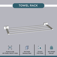 Arquin Stainless Steel Chrome Towel Rack for Bathroom (61X21X4 CM)
