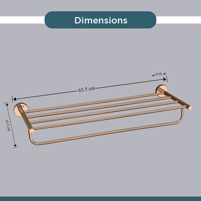 Stainless Steel Rose Gold Towel Rack/Stand for Bathroom (63.5X22X10.5 CM)