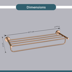 Arquin Stainless Steel Rose Gold Towel Rack/Stand for Bathroom (63.5X22X10.5 CM)