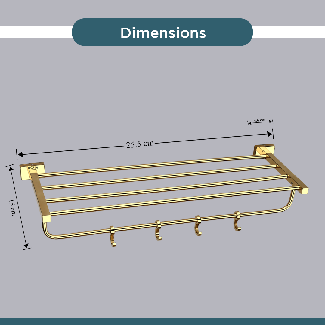 Stainless Steel Gold Towel Rack/Stand for Bathroom (63.5X21.2X12.5 CM)