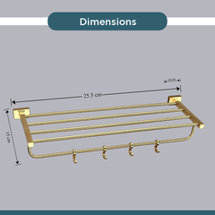 Arquin Stainless Steel Gold Towel Rack/Stand for Bathroom (63.5X21.2X12.5 CM)