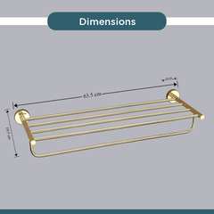 Arquin Stainless Steel Gold Towel Rack/Holder for Bathroom (63.5X22X10.5 CM)