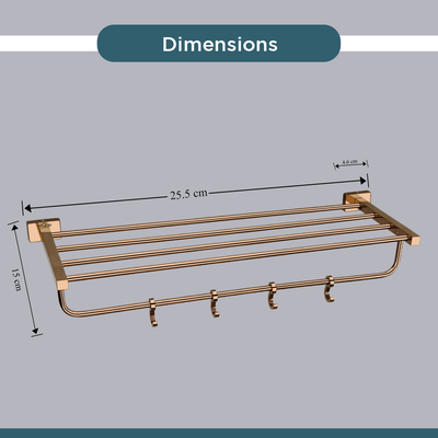 Stainless Steel Rose Gold Towel Rack for Bathroom (63.5X21.2X12.5 CM)