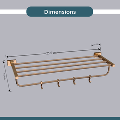 Arquin Stainless Steel Rose Gold Towel Rack for Bathroom (63.5X21.2X12.5 CM)