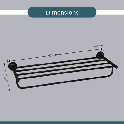 Stainless Steel Black Matt Towel Rack for Bathroom (63.5X22X10.5 CM)