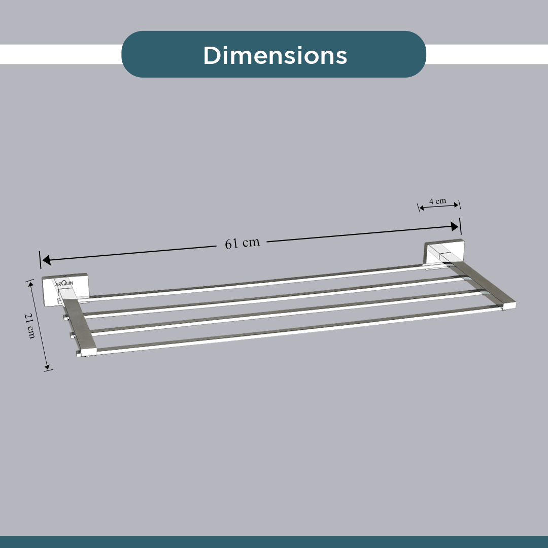 Stainless Steel Chrome Towel Rack for Bathroom (61X21X4 CM)
