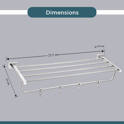 Stainless Steel Chrome Towel Rack for Bathroom (63.5X21.2X12.5 CM)
