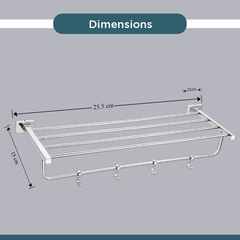 Arquin Stainless Steel Chrome Towel Rack for Bathroom (63.5X21.2X12.5 CM)