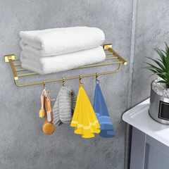 Arquin Stainless Steel Gold Towel Rack/Stand for Bathroom (63.5X21.2X12.5 CM)