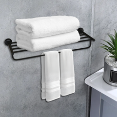 Arquin Stainless Steel Black Matt Towel Rack for Bathroom (63.5X22X10.5 CM)