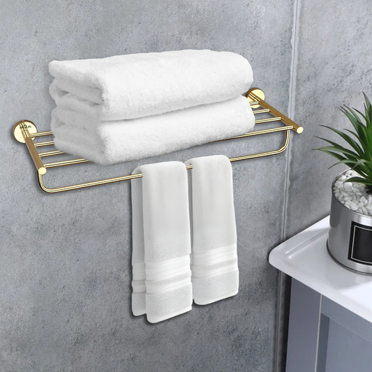 Arquin Stainless Steel Gold Towel Rack/Holder for Bathroom (63.5X22X10.5 CM)