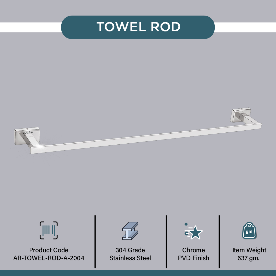 Stainless Steel Chrome Towel Rod for Bathroom (61X7.2X3.6 CM)