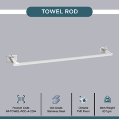 Arquin Stainless Steel Chrome Towel Rod for Bathroom (61X7.2X3.6 CM)