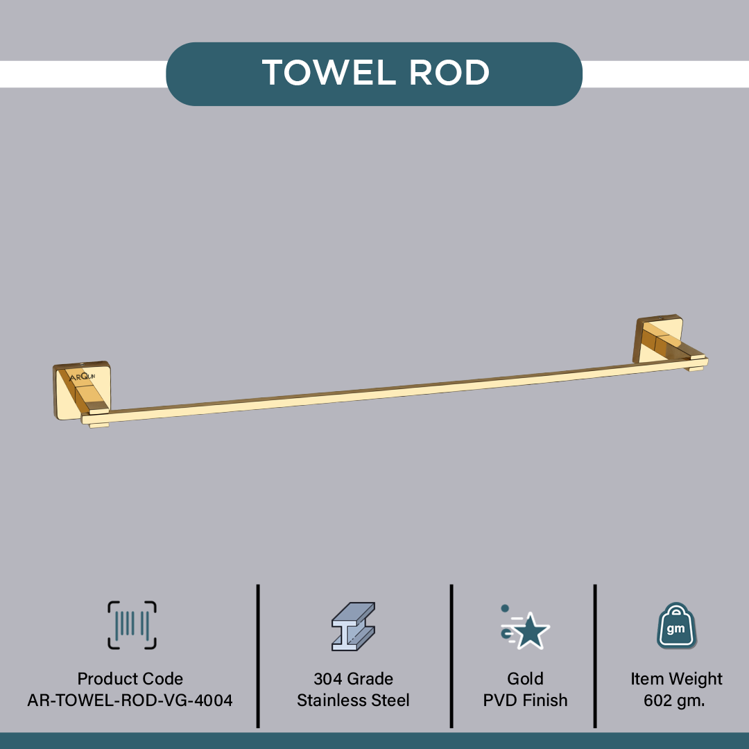 Stainless Steel Gold Towel Rod/Stand for Bathroom (61X7X4.6 CM)