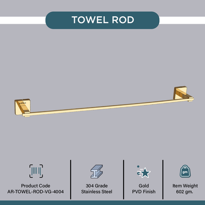 Stainless Steel Gold Towel Rod/Stand for Bathroom (61X7X4.6 CM)