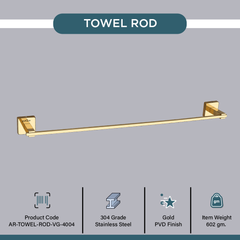 Arquin Stainless Steel Gold Towel Rod/Stand for Bathroom (61X7X4.6 CM)