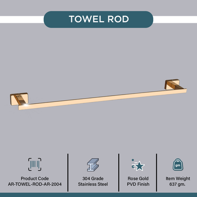 Stainless Steel Rose Gold Towel Rod/Stand for Bathroom (61X7.2X3.6 CM)