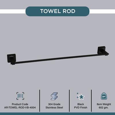 Stainless Steel Black Matt Towel Rod/Stand for Bathroom (61X7X4.6 CM)
