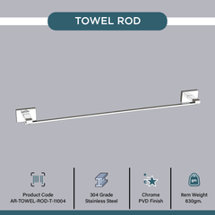 Arquin Stainless Steel Chrome Towel Rod Hanger for Bathroom (61X6X4 CM)