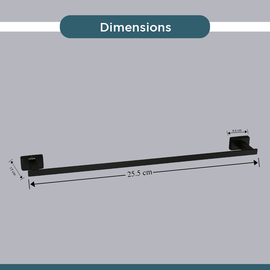 Stainless Steel Black Matt Towel Rod/Hanger for Bathroom (61X7.2X3.6 CM)