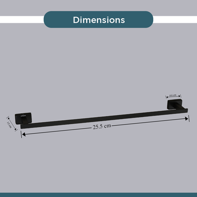 Stainless Steel Black Matt Towel Rod/Hanger for Bathroom (61X7.2X3.6 CM)