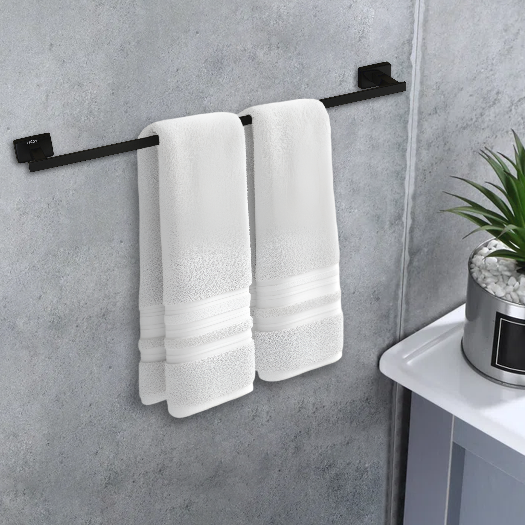 Stainless Steel Black Matt Towel Rod/Hanger for Bathroom (61X7.2X3.6 CM)
