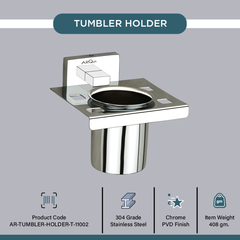 Arquin Stainless Steel Chrome Tumbler Holder for Bathroom (12X12.3X9.5 CM)