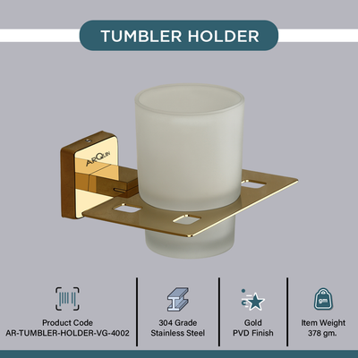 Stainless Steel Gold Tumbler Holder for Bathroom (12.5X12.3X9.5 CM)