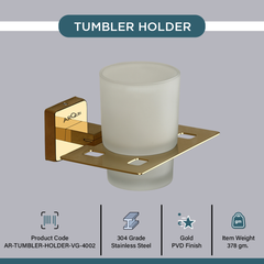 Arquin Stainless Steel Gold Tumbler Holder for Bathroom (12.5X12.3X9.5 CM)