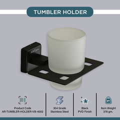 Arquin Stainless Steel Black Matt Tumbler Holder for Bathroom (12.5X12.3X9.5 CM)